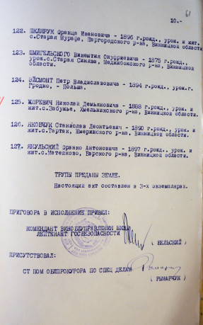 Желавський Йосип Йосипович Акт розстрілу