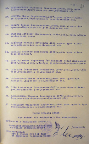 Курманський Петро Іванович Акт розстрілу